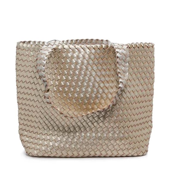 Ilse Jacobsen Bags Ilse Jacobsen Reversible Woven Tote Bag Platinum
